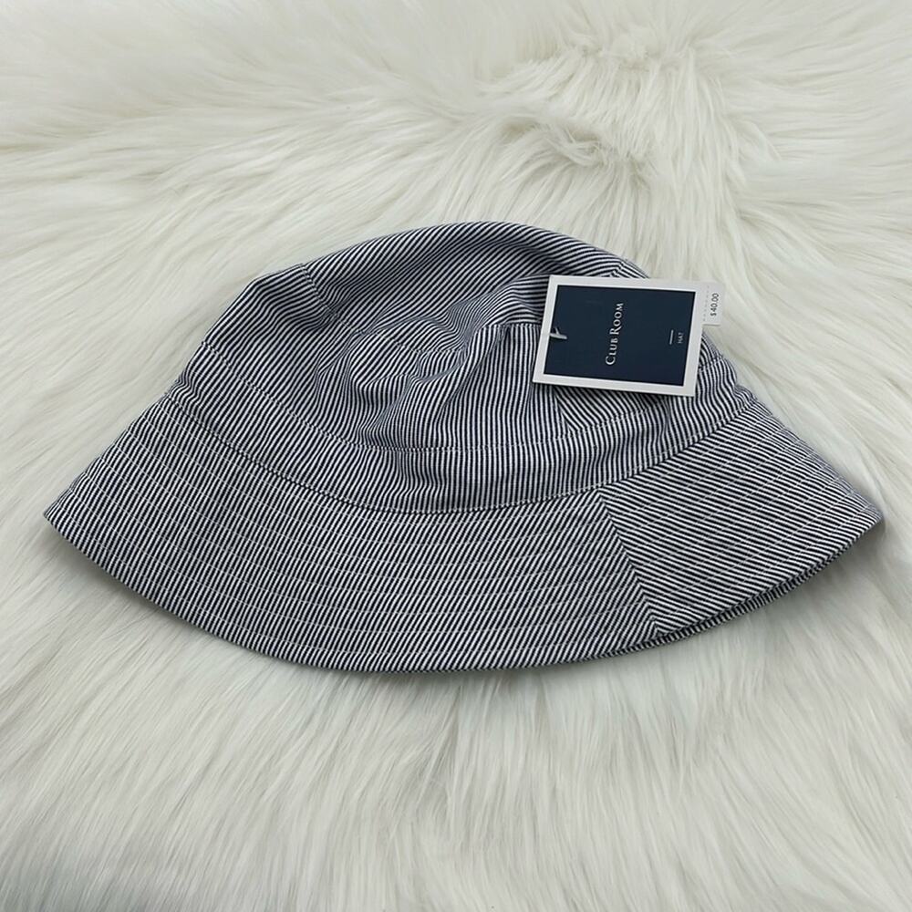Club Room Men's Bucket Hat - Blue/White Stripes - One Size - New with tags